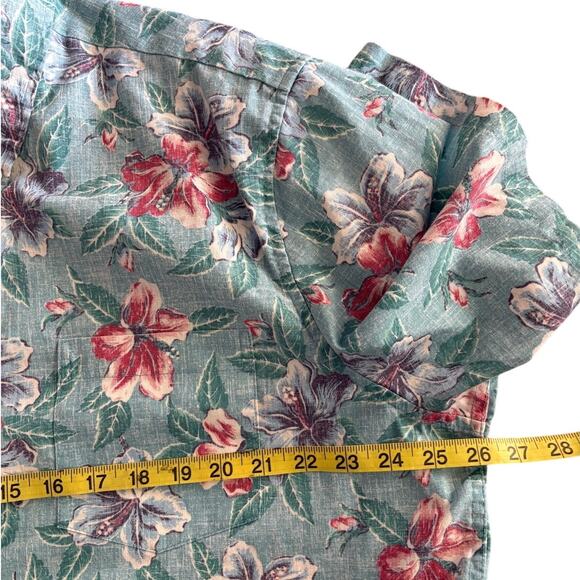 Reyn Spooner Banzai Biscus Button Front Floral Hawaiian Aloha Camp Shirt XL Blue - Picture 9 of 10